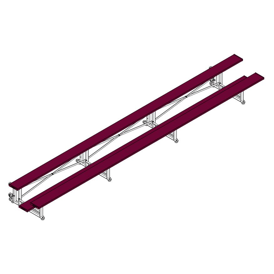 Jaypro Sports Bleacher - 2 Row - Tip & Roll, Single Foot Plank - 21' L, Powder Coated ( BLCH - 221TRGPC) - SchoolOutlet