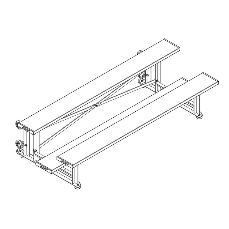 Jaypro Sports Bleacher - 2 Row - Tip & Roll, Single Foot Plank - 7.5' L ( BLCH - 275TRG) - SchoolOutlet