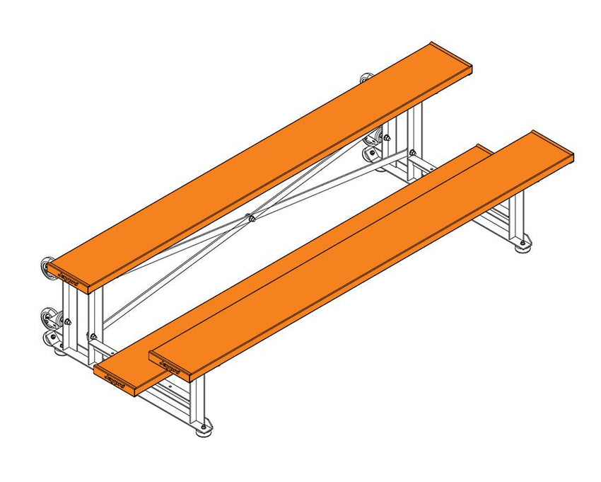 Jaypro Sports Bleacher - 2 Row - Tip & Roll, Single Foot Plank, Powder Coated - 7.5' L ( BLCH - 275TRGPC) - SchoolOutlet