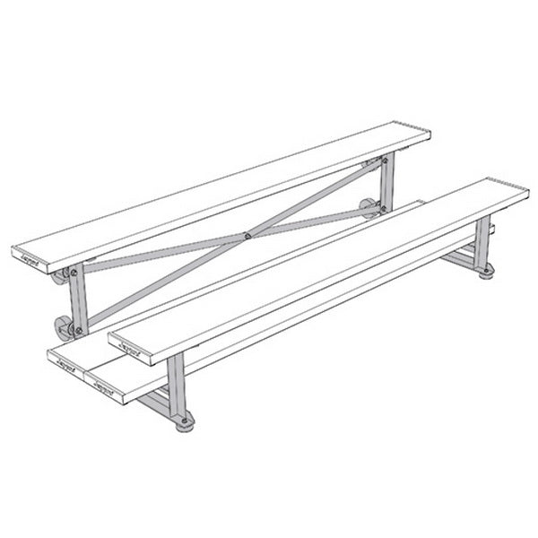 Jaypro Sports Bleacher - 2 Row - Tip & Roll, Single Foot Plank, Powder Coated - 7.5' L ( BLCH - 275TRGPC) - SchoolOutlet