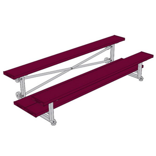 Jaypro Sports Bleacher - 2 Row - Tip & Roll, Single Foot Plank, Powder Coated - 7.5' L ( BLCH - 275TRGPC) - SchoolOutlet