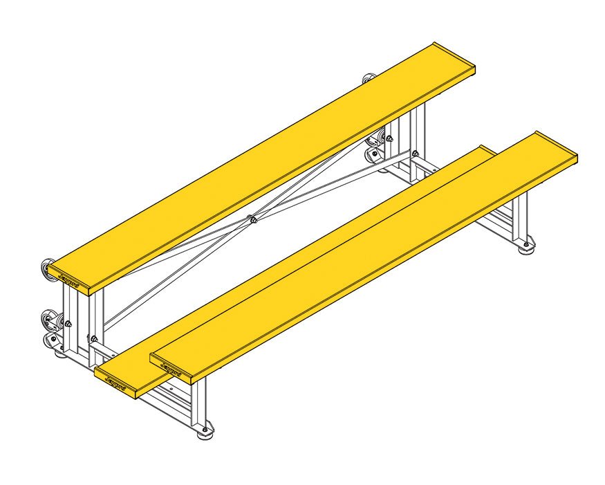 Jaypro Sports Bleacher - 2 Row - Tip & Roll, Single Foot Plank, Powder Coated - 7.5' L ( BLCH - 275TRGPC) - SchoolOutlet