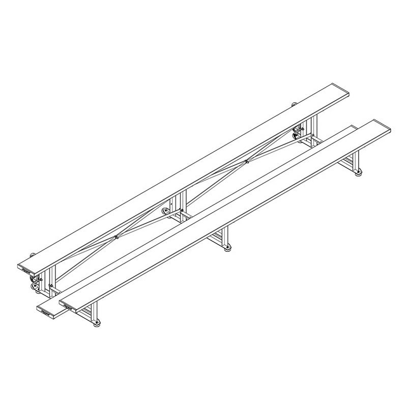 Jaypro Sports Bleacher - 2 Row - Tip & Roll, Single Foot Plank - 15' L (BLCH - 2TRG) - SchoolOutlet