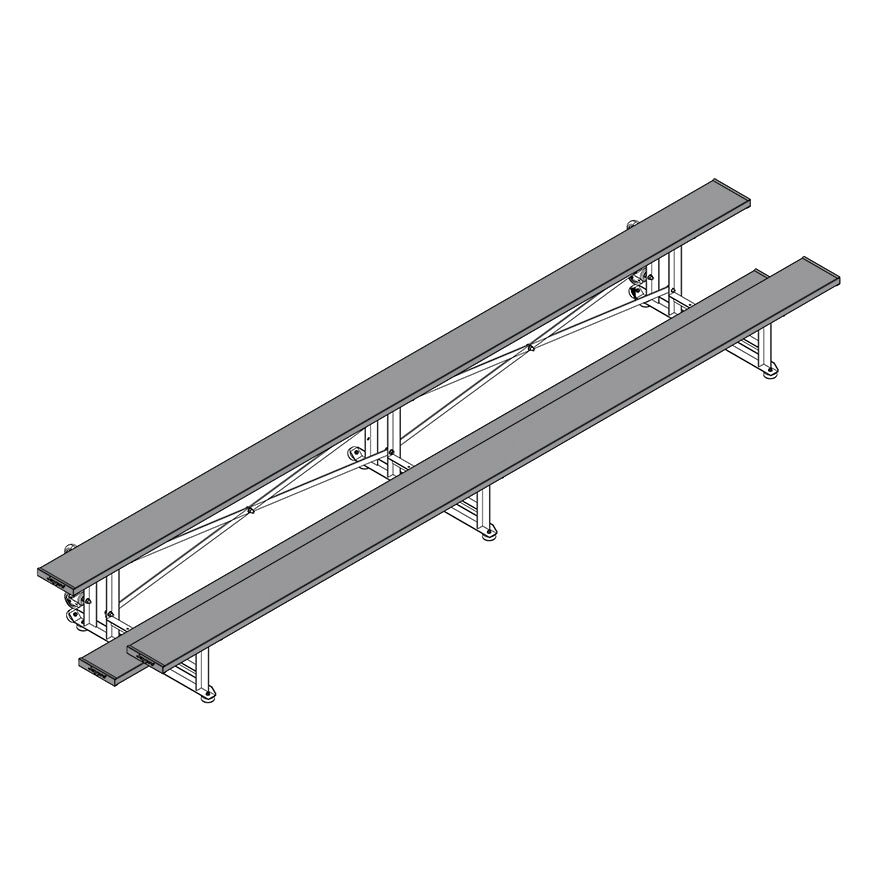 Jaypro Sports Bleacher - 2 Row - Tip & Roll, Single Foot Plank, Powder Coated - 15' L ( BLCH - 2TRGPC) - SchoolOutlet