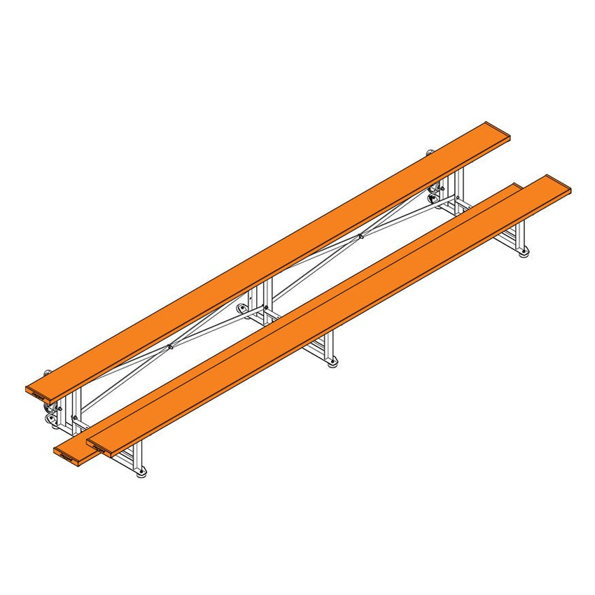 Jaypro Sports Bleacher - 2 Row - Tip & Roll, Single Foot Plank, Powder Coated - 15' L ( BLCH - 2TRGPC) - SchoolOutlet