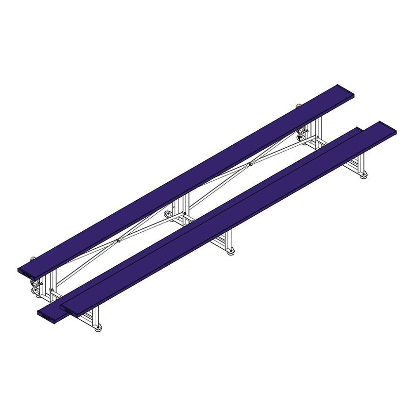 Jaypro Sports Bleacher - 2 Row - Tip & Roll, Single Foot Plank, Powder Coated - 15' L ( BLCH - 2TRGPC) - SchoolOutlet