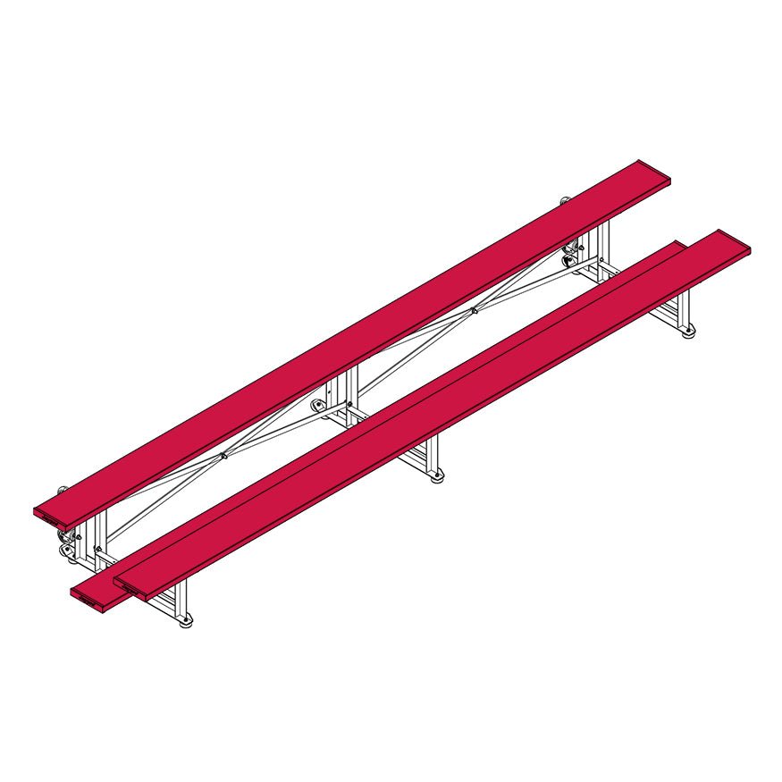 Jaypro Sports Bleacher - 2 Row - Tip & Roll, Single Foot Plank, Powder Coated - 15' L ( BLCH - 2TRGPC) - SchoolOutlet