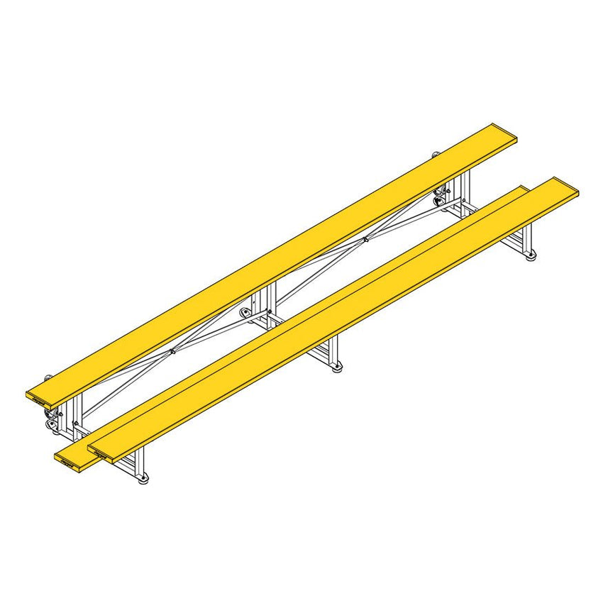 Jaypro Sports Bleacher - 2 Row - Tip & Roll, Single Foot Plank, Powder Coated - 15' L ( BLCH - 2TRGPC) - SchoolOutlet