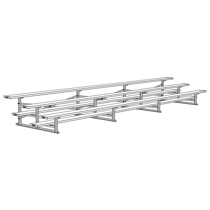 Jaypro Sports Bleacher - 3 Row - Single Foot Plank, All Aluminum Bleachers - 21' L (BLCH - 321AL) - SchoolOutlet