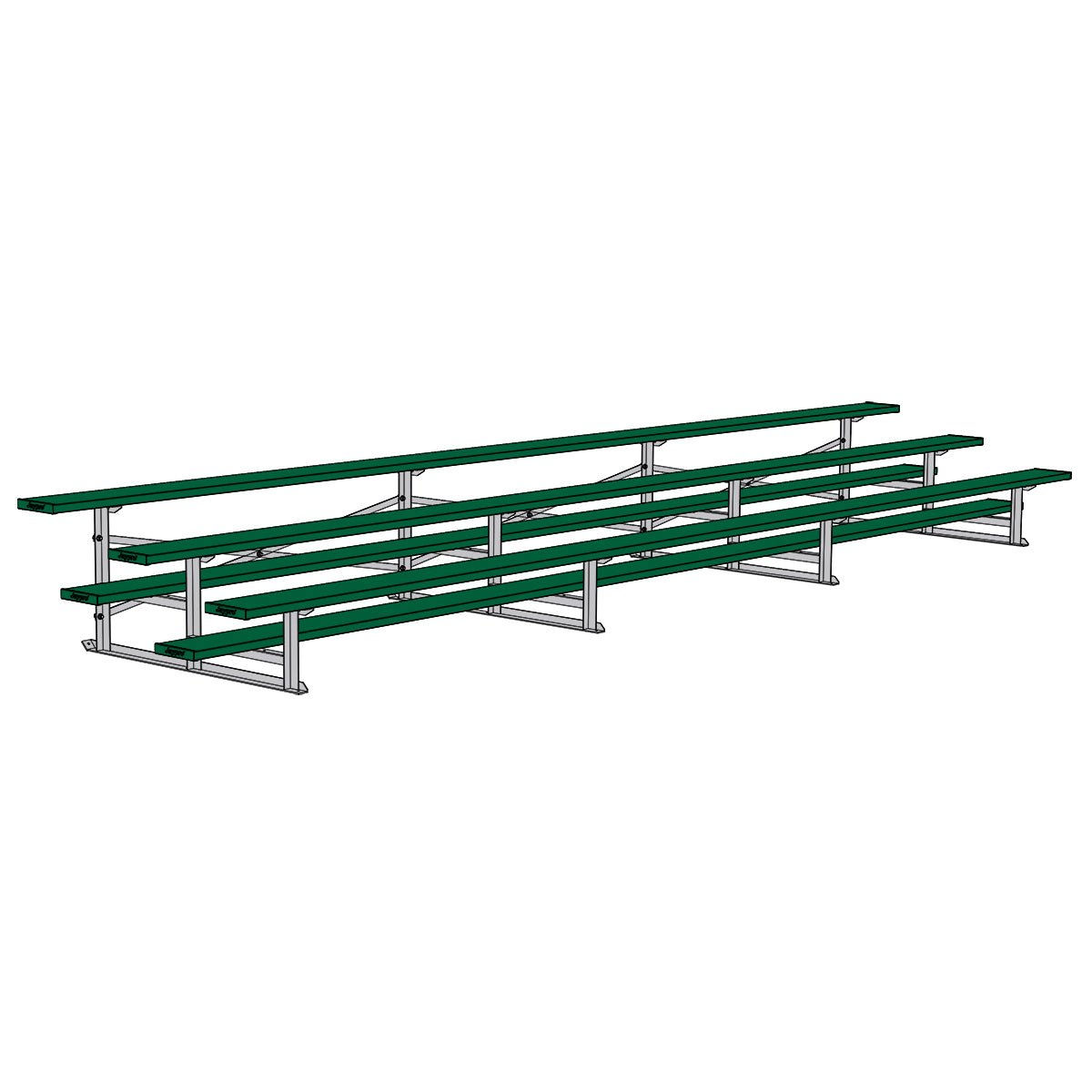 Jaypro Sports Bleacher - 3 Row - Single Foot Plank, All Aluminum Bleachers, Powder Coated - 21' L (BLCH - 321ALPC) - SchoolOutlet