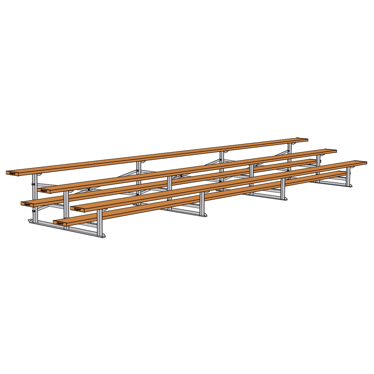 Jaypro Sports Bleacher - 3 Row - Single Foot Plank, All Aluminum Bleachers, Powder Coated - 21' L (BLCH - 321ALPC) - SchoolOutlet