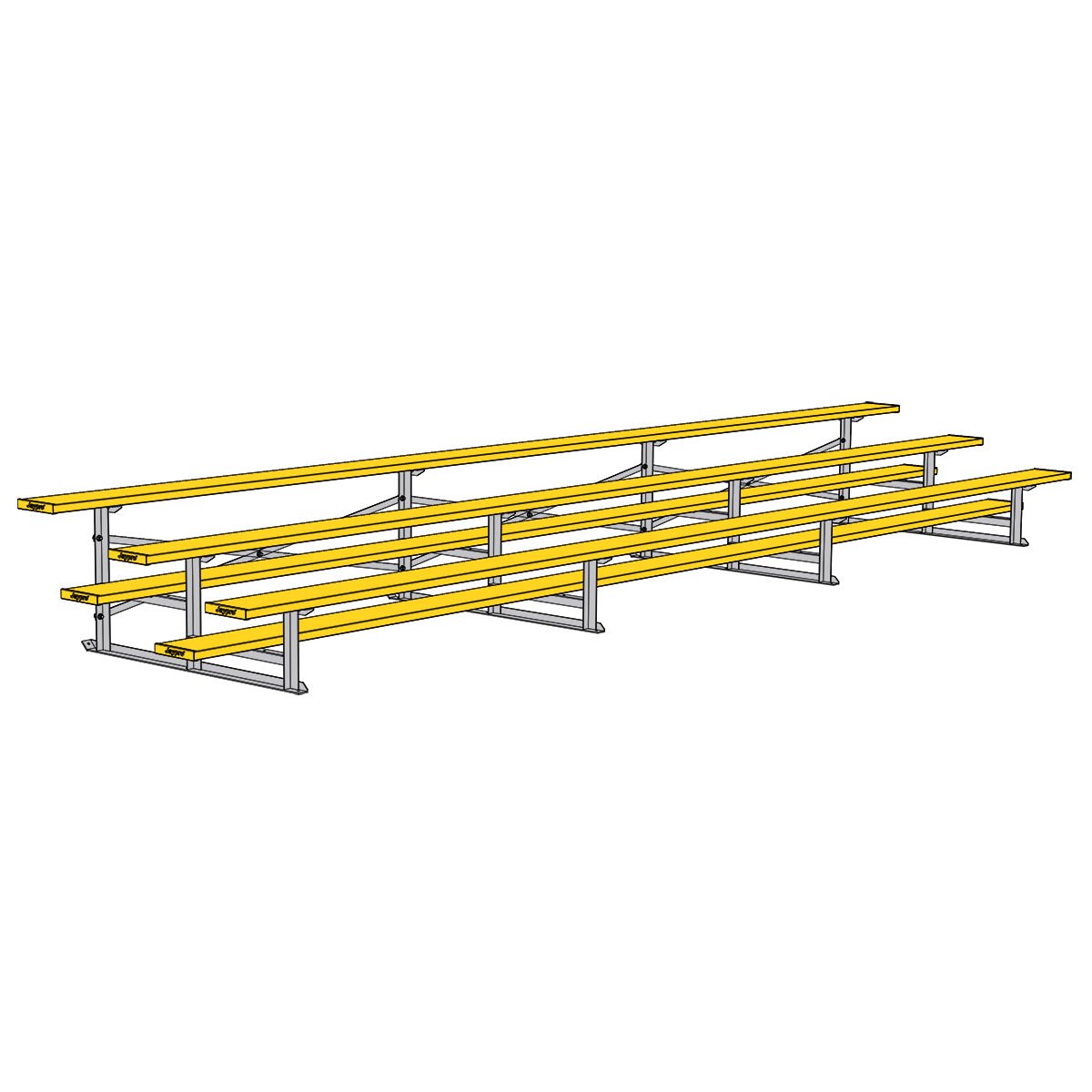 Jaypro Sports Bleacher - 3 Row - Single Foot Plank, All Aluminum Bleachers, Powder Coated - 21' L (BLCH - 321ALPC) - SchoolOutlet