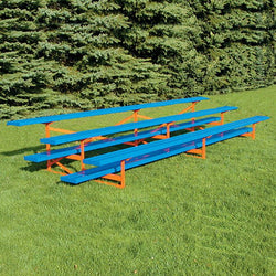 Jaypro Sports Bleacher - 3 Row - Single Foot Plank, Aluminum & Steel Bleachers, Powder Coated - 21' L (BLCH-321PC)