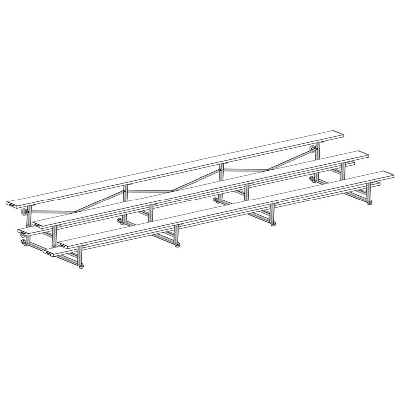 Jaypro Sports Bleacher - 3 Row - Tip & Roll, Single Foot Plank - 21' L (BLCH - 321TRG) - SchoolOutlet