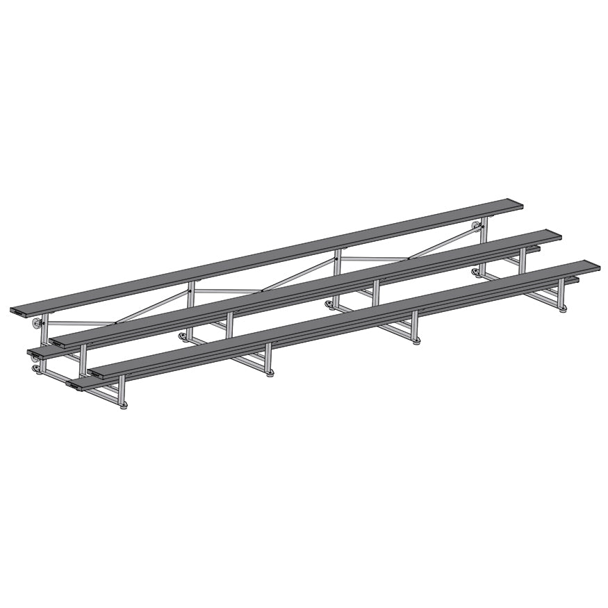 Jaypro Sports Bleacher - 3 Row - Tip & Roll, Single Foot Plank, Powder Coated - 21' L (BLCH - 321TRGPC) - SchoolOutlet