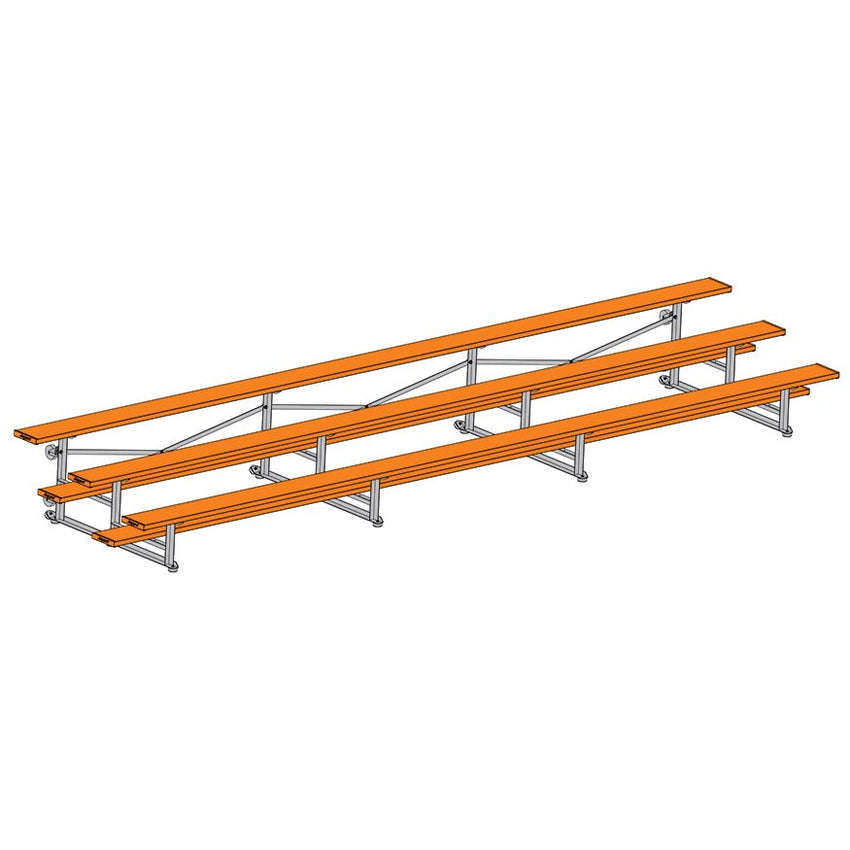 Jaypro Sports Bleacher - 3 Row - Tip & Roll, Single Foot Plank, Powder Coated - 21' L (BLCH - 321TRGPC) - SchoolOutlet