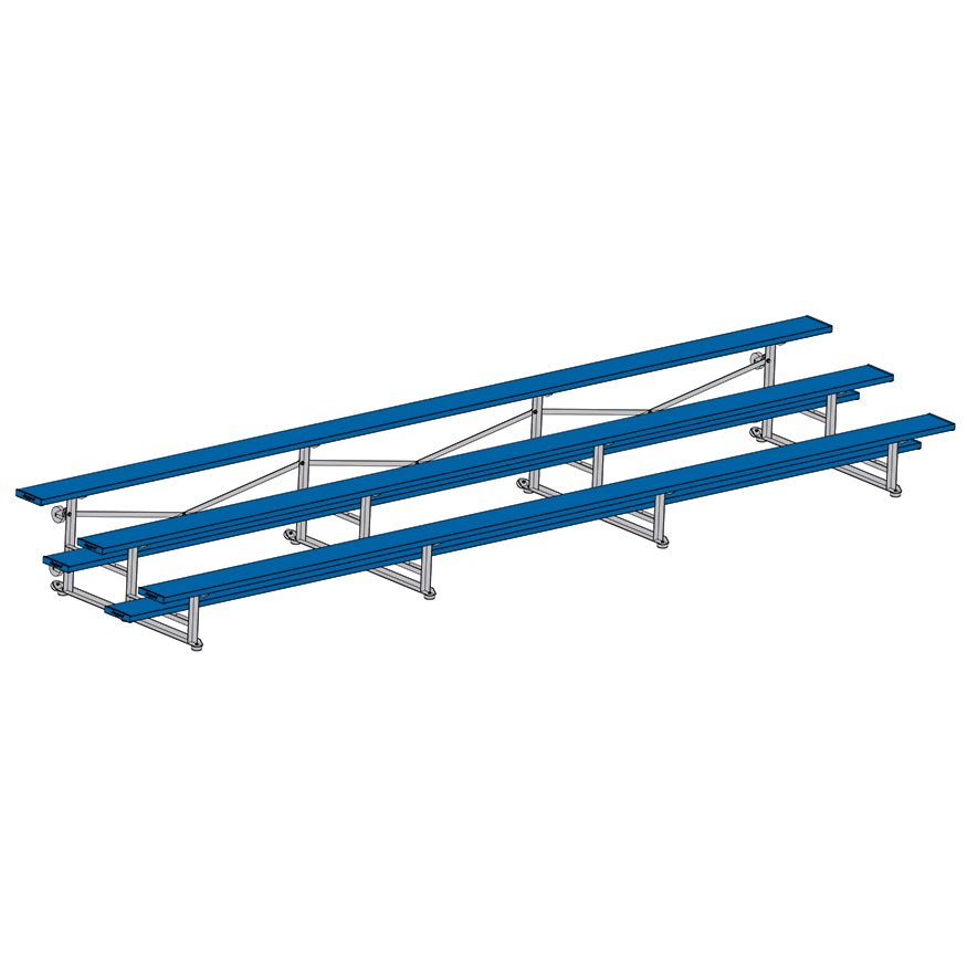 Jaypro Sports Bleacher - 3 Row - Tip & Roll, Single Foot Plank, Powder Coated - 21' L (BLCH - 321TRGPC) - SchoolOutlet