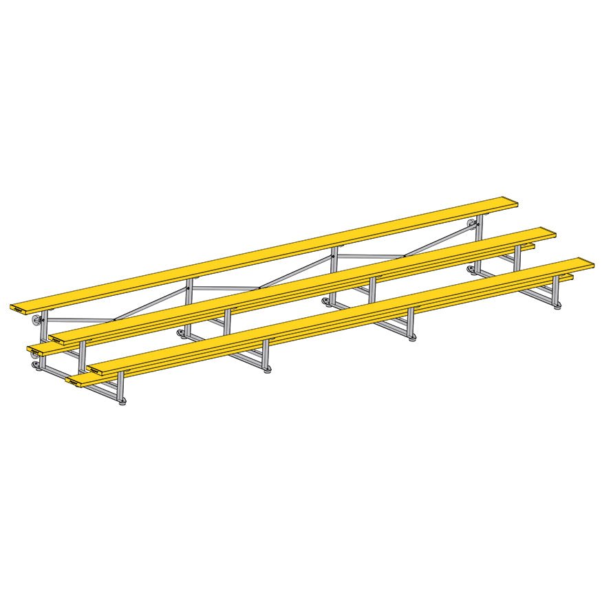 Jaypro Sports Bleacher - 3 Row - Tip & Roll, Single Foot Plank, Powder Coated - 21' L (BLCH - 321TRGPC) - SchoolOutlet