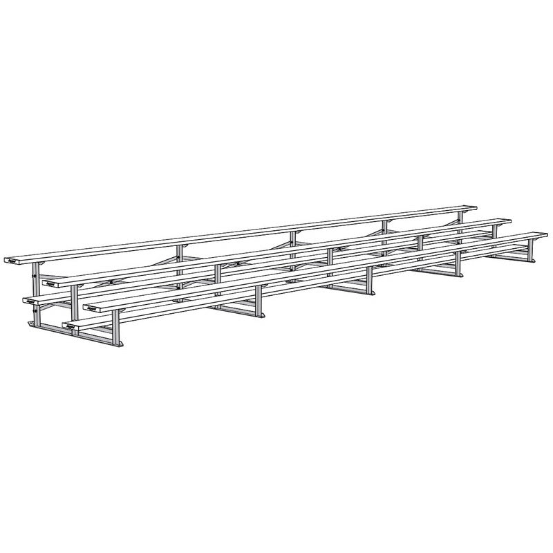 Jaypro Sports Bleacher - 3 Row - Single Foot Plank, Aluminum & Steel Bleachers - 27' L (BLCH - 327) - SchoolOutlet