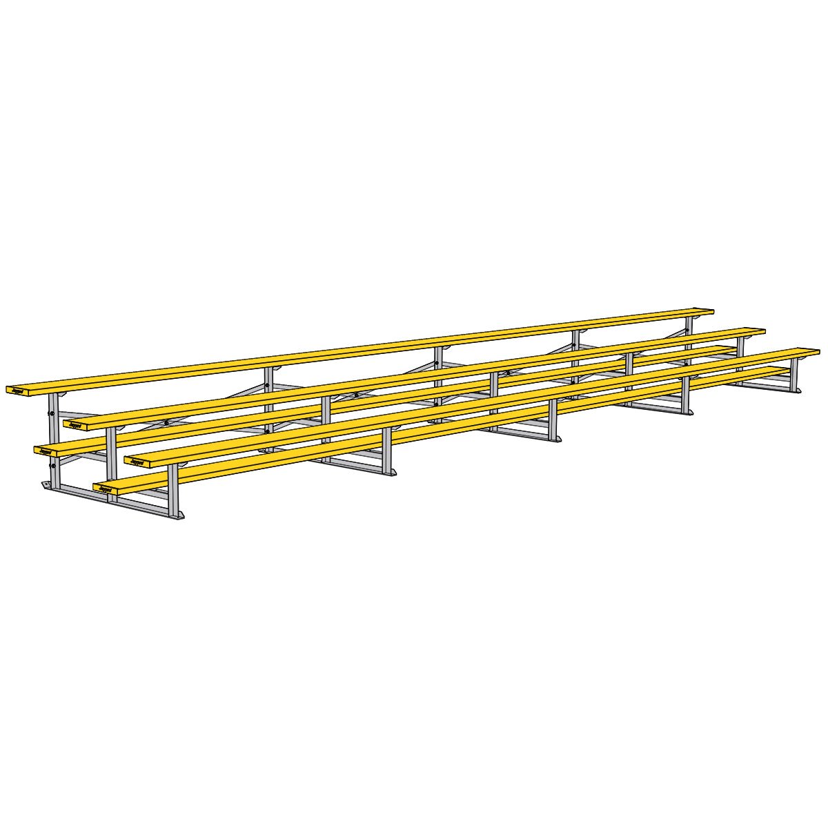 Jaypro Sports Bleacher - 3 Row - Single Foot Plank, Aluminum & Steel Bleachers, Powder Coated - 27' L (BLCH - 327PC) - SchoolOutlet