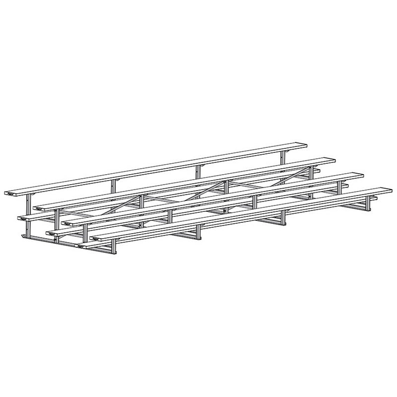 Jaypro Sports Bleacher - 4 Row - Single Foot Plank, All Aluminum Bleachers - 21' L (BLCH - 421AL) - SchoolOutlet