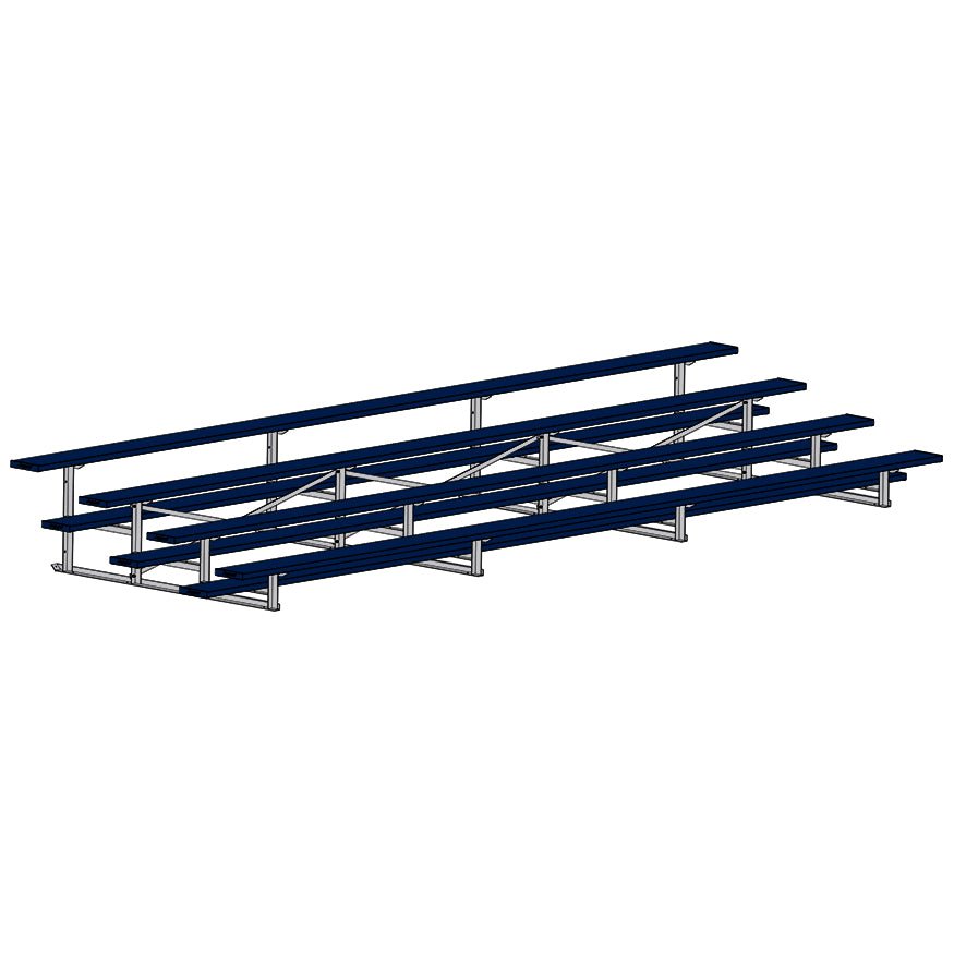 Jaypro Sports Bleacher - 4 Row - Single Foot Plank, All Aluminum Bleachers, Powder Coated - 21' L (BLCH - 421ALPC) - SchoolOutlet