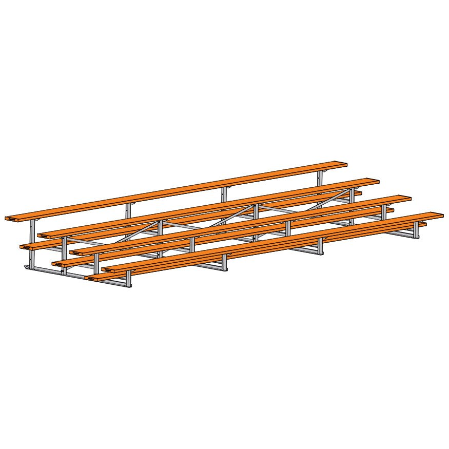 Jaypro Sports Bleacher - 4 Row - Single Foot Plank, All Aluminum Bleachers, Powder Coated - 21' L (BLCH - 421ALPC) - SchoolOutlet