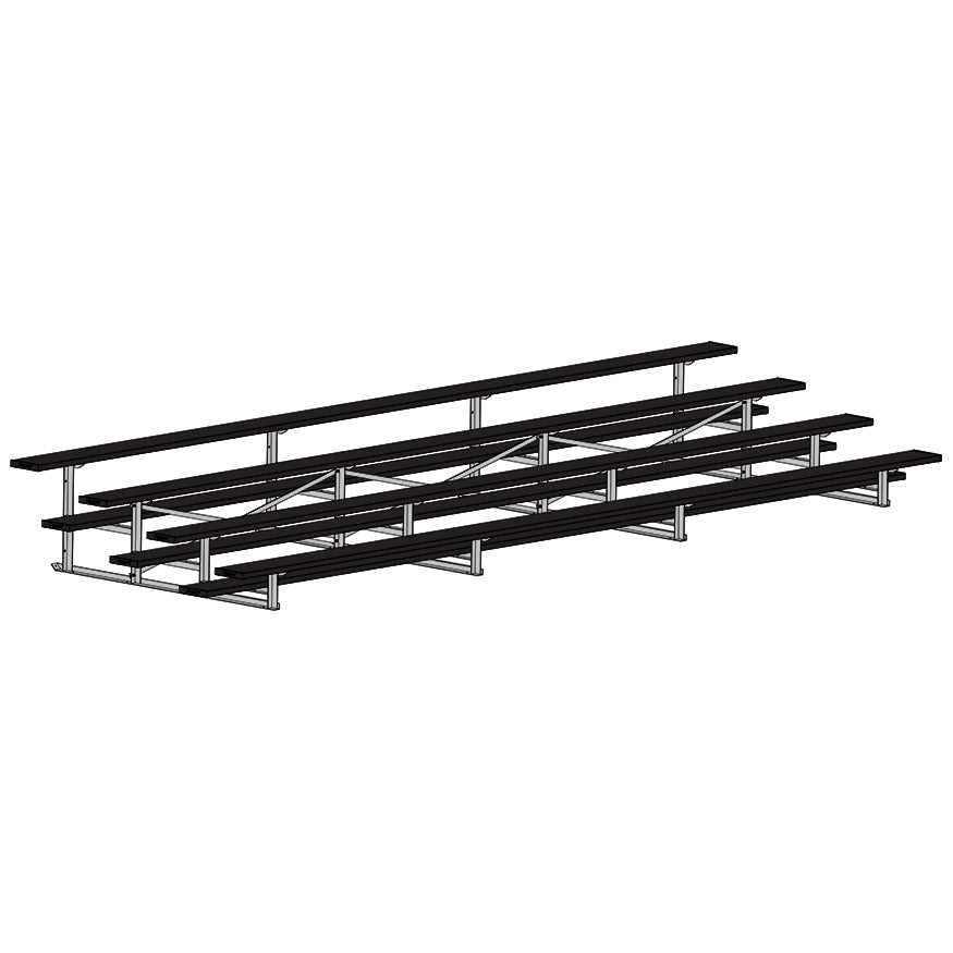 Jaypro Sports Bleacher - 4 Row - Single Foot Plank, Aluminum & Steel Bleachers, Powder Coated - 21' L (BLCH - 421PC) - SchoolOutlet