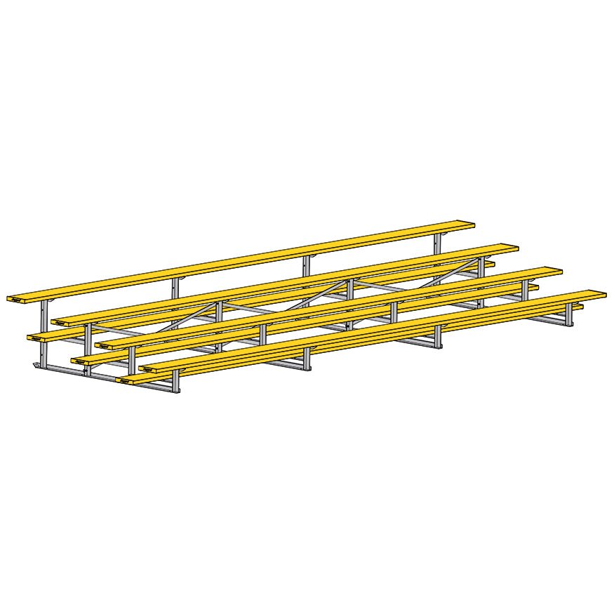 Jaypro Sports Bleacher - 4 Row - Single Foot Plank, Aluminum & Steel Bleachers, Powder Coated - 21' L (BLCH - 421PC) - SchoolOutlet