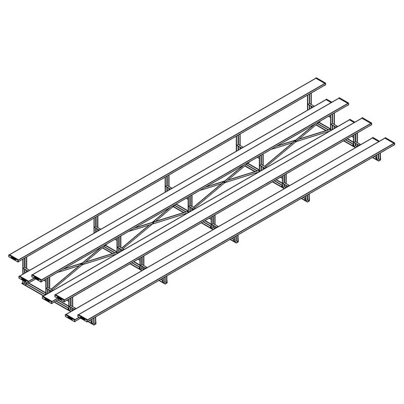 Jaypro Sports Bleacher - 4 Row - Single Foot Plank, All Aluminum Bleachers - 27' L (BLCH - 427AL) - SchoolOutlet