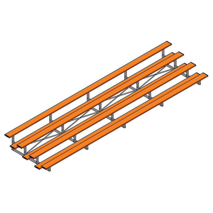 Jaypro Sports Bleacher - 4 Row - Single Foot Plank, All Aluminum Bleachers, Powder Coated - 27' L (BLCH - 427ALPC) - SchoolOutlet