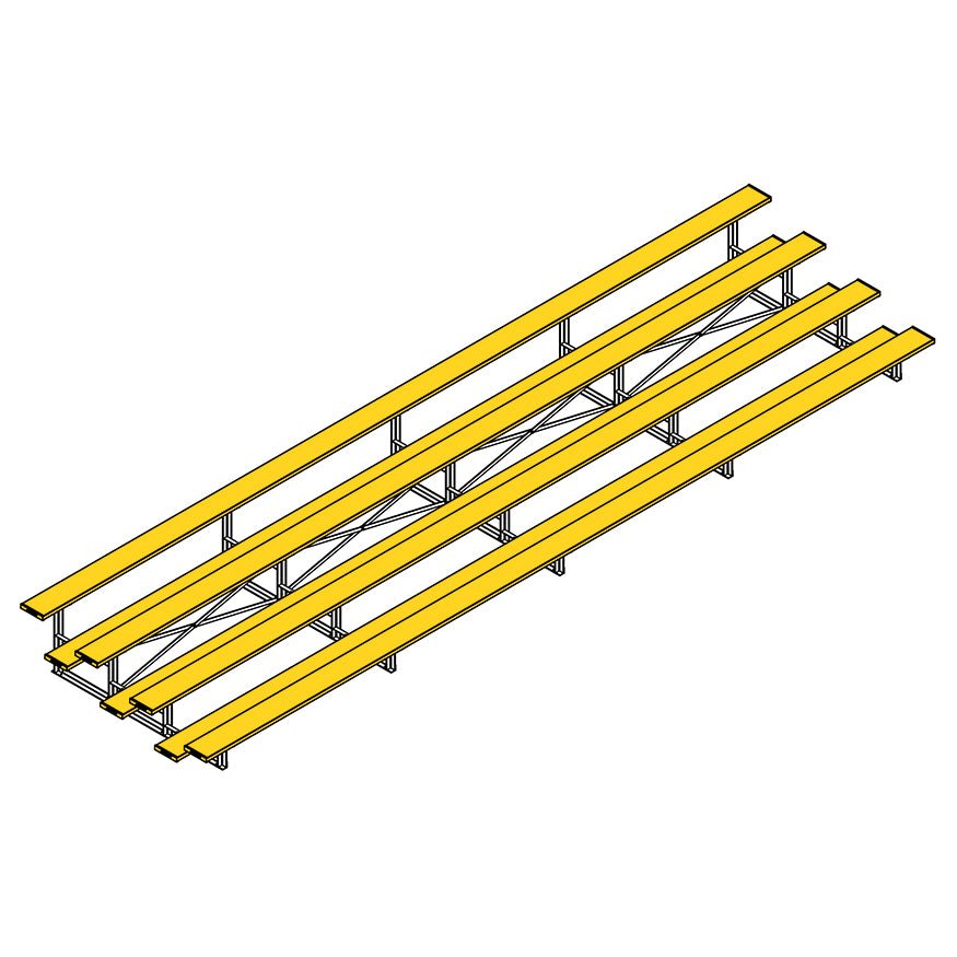 Jaypro Sports Bleacher - 4 Row - Single Foot Plank, All Aluminum Bleachers, Powder Coated - 27' L (BLCH - 427ALPC) - SchoolOutlet