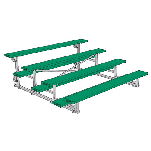 Jaypro Sports Bleacher - 4 Row - Tip & Roll, Single Foot Plank, Powder Coated - 7.5' L (BLCH - 475TRGPC) - SchoolOutlet