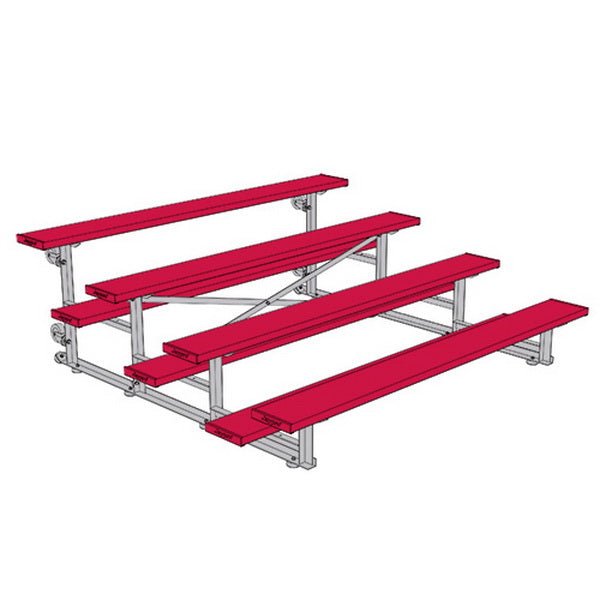 Jaypro Sports Bleacher - 4 Row - Tip & Roll, Single Foot Plank, Powder Coated - 7.5' L (BLCH - 475TRGPC) - SchoolOutlet