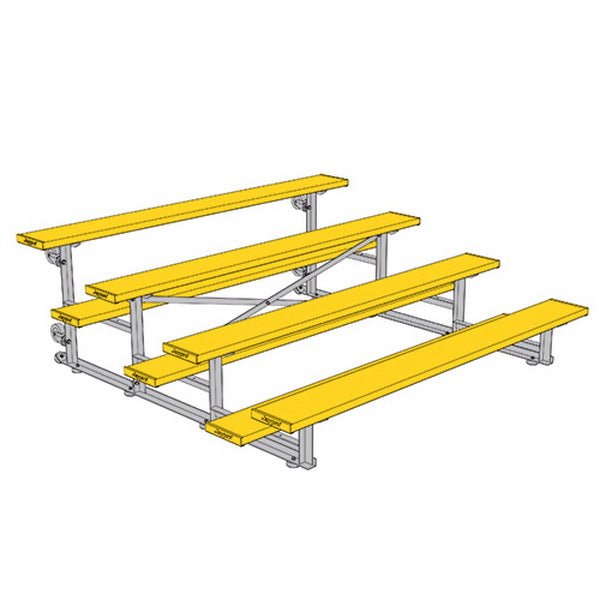 Jaypro Sports Bleacher - 4 Row - Tip & Roll, Single Foot Plank, Powder Coated - 7.5' L (BLCH - 475TRGPC) - SchoolOutlet