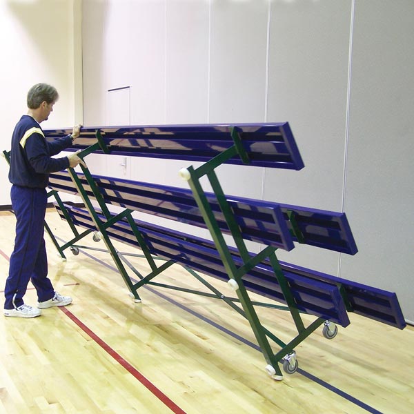 Jaypro Sports Bleacher - 4 Row - Tip & Roll, Single Foot Plank, Powder Coated - 7.5' L (BLCH - 475TRGPC) - SchoolOutlet