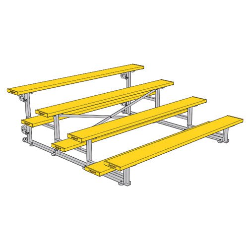 Jaypro Sports Bleacher - 4 Row - Tip & Roll, Single Foot Plank, Powder Coated - 7.5' L (BLCH - 475TRGPC) - SchoolOutlet