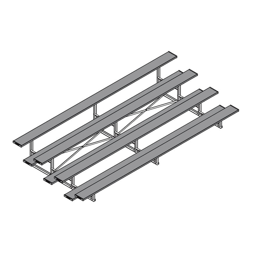 Jaypro Sports Bleacher - 4 Row - Single Foot Plank, Aluminum & Steel Bleachers, Powder Coated - 15' L (BLCH - 4PC) - SchoolOutlet