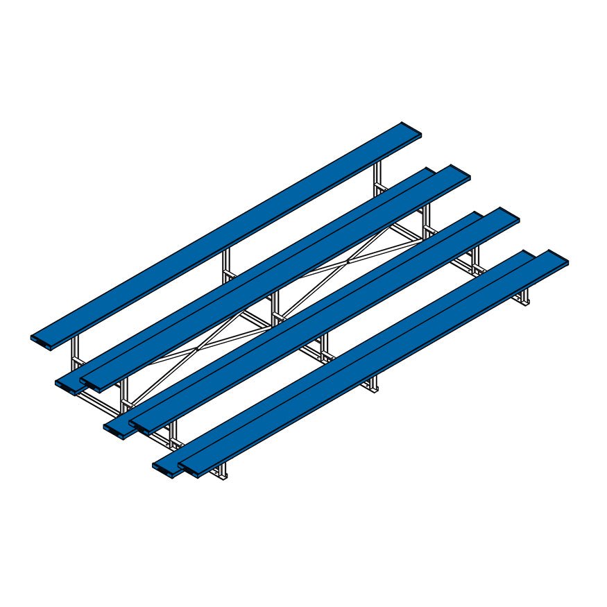 Jaypro Sports Bleacher - 4 Row - Single Foot Plank, Aluminum & Steel Bleachers, Powder Coated - 15' L (BLCH - 4PC) - SchoolOutlet