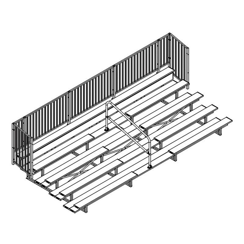 Jaypro Sports Bleacher - 5 Row - Double Foot Plank with Guard Rail & Aisle - 21' L (BLCH - 521ASGR) - SchoolOutlet