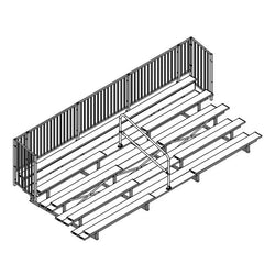 Jaypro Sports Bleacher - 5 Row - Double Foot Plank with Guard Rail & Aisle - 21' L (BLCH-521ASGR)