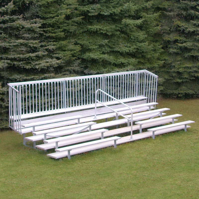 Jaypro Sports Bleacher - 5 Row - Double Foot Plank with Guard Rail & Aisle - 21' L (BLCH - 521ASGR) - SchoolOutlet