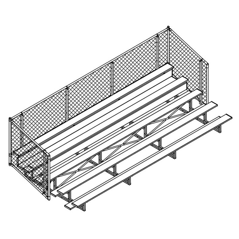 Jaypro Sports Bleacher - Aluminum Bleachers with Chain Link - Five Rows - 21' L ( BLCH - 521C) - SchoolOutlet