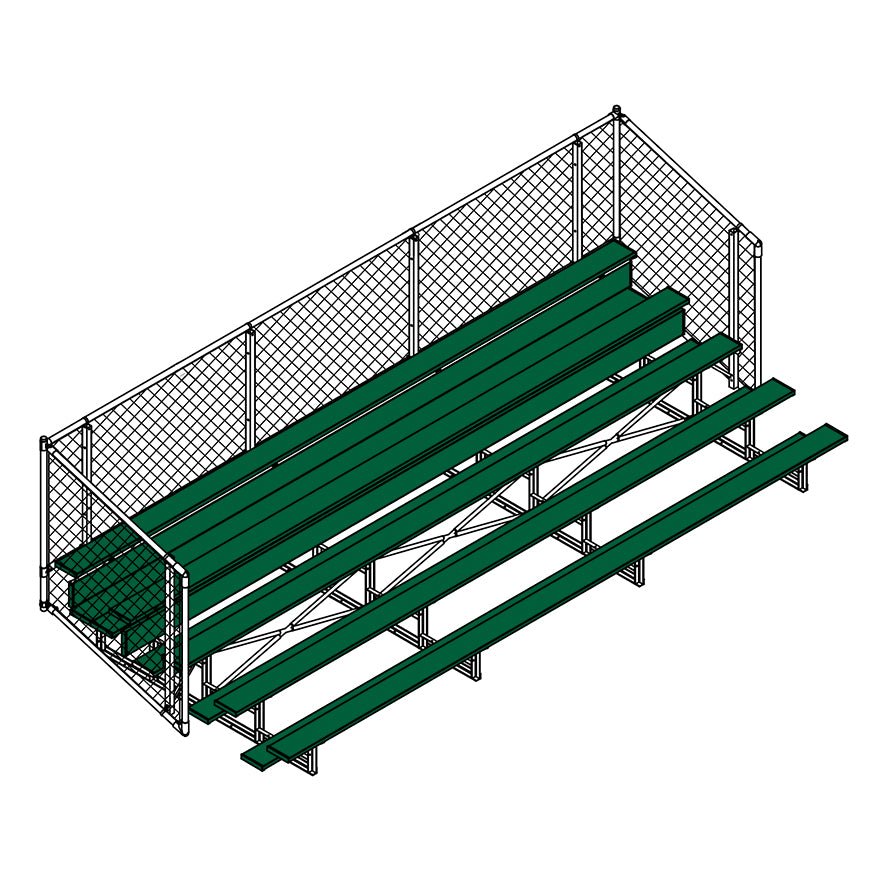 Jaypro Sports Bleacher - Aluminum Bleachers with Chain Link, Powder Coated - Five Rows - 21' L ( BLCH - 521CPC) - SchoolOutlet