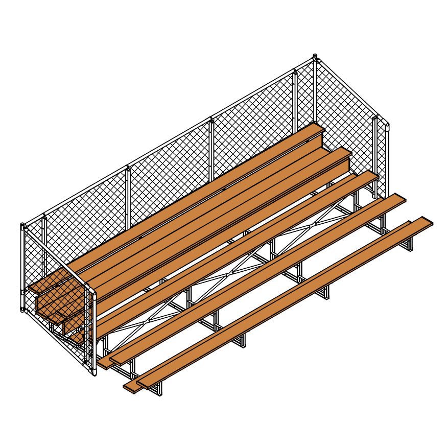 Jaypro Sports Bleacher - Aluminum Bleachers with Chain Link, Powder Coated - Five Rows - 21' L ( BLCH - 521CPC) - SchoolOutlet