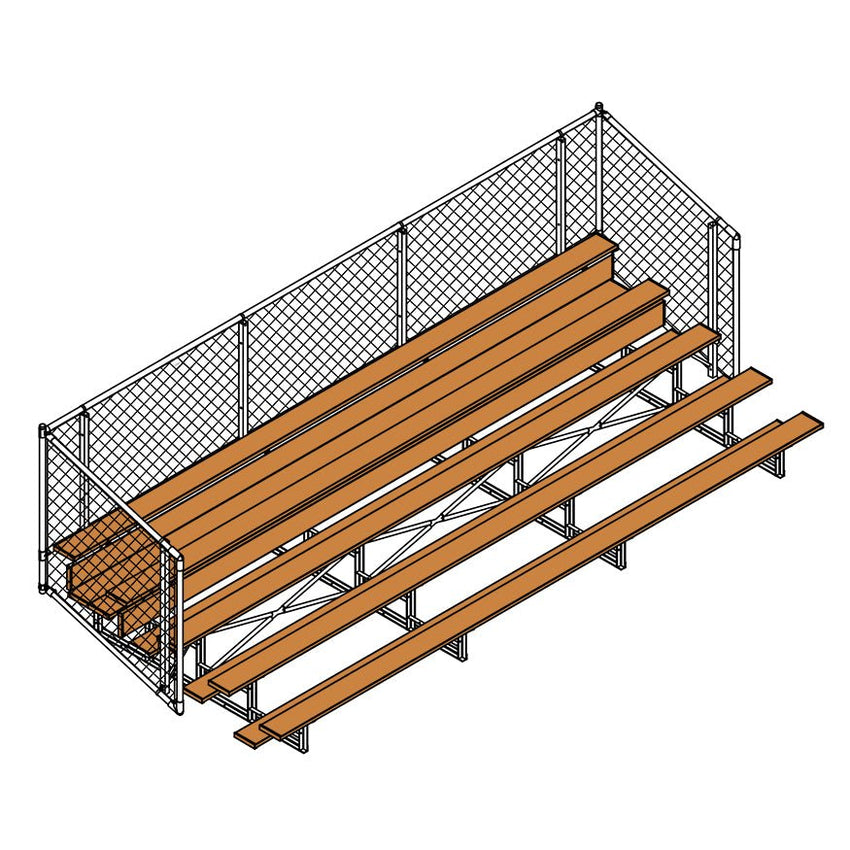 Jaypro Sports Bleacher - Aluminum Bleachers with Chain Link, Powder Coated - Five Rows - 21' L ( BLCH - 521CPC) - SchoolOutlet