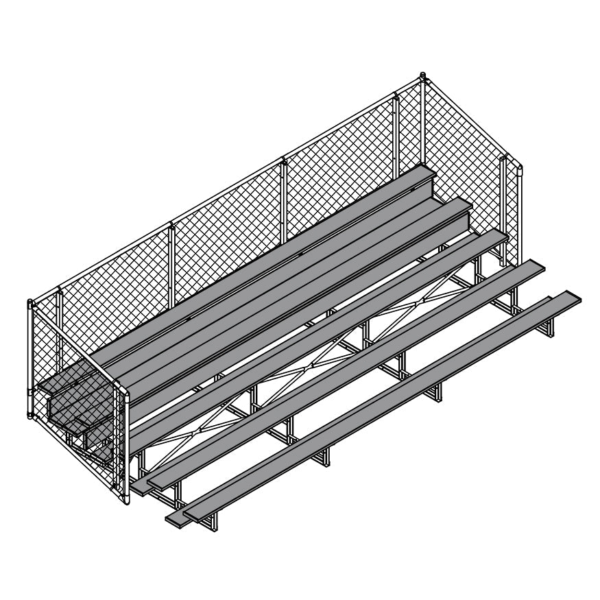 Jaypro Sports Bleacher - Aluminum Bleachers with Chain Link, Powder Coated - Five Rows - 21' L ( BLCH - 521CPC) - SchoolOutlet