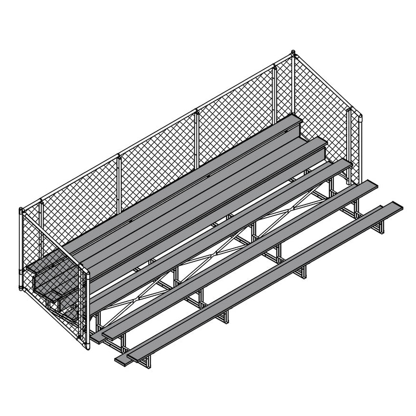 Jaypro Sports Bleacher - Aluminum Bleachers with Chain Link, Powder Coated - Five Rows - 21' L ( BLCH - 521CPC) - SchoolOutlet