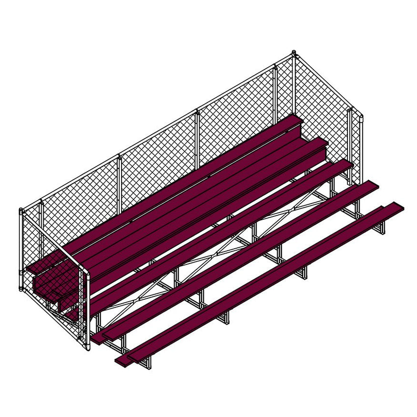 Jaypro Sports Bleacher - Aluminum Bleachers with Chain Link, Powder Coated - Five Rows - 21' L ( BLCH - 521CPC) - SchoolOutlet