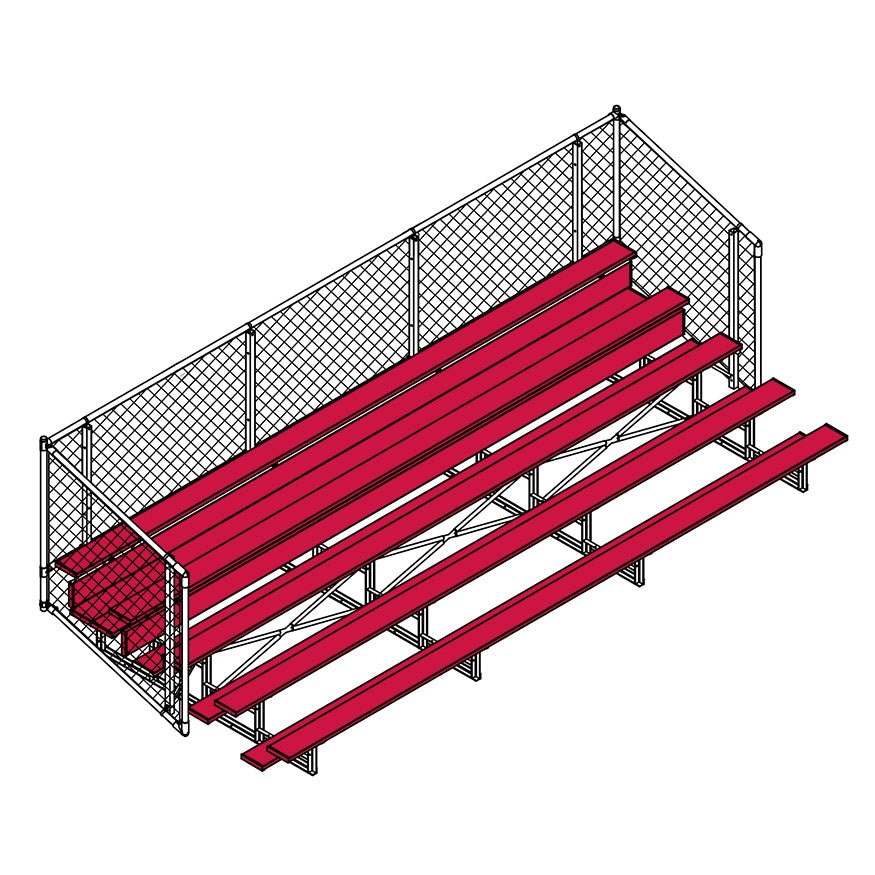 Jaypro Sports Bleacher - Aluminum Bleachers with Chain Link, Powder Coated - Five Rows - 21' L ( BLCH - 521CPC) - SchoolOutlet